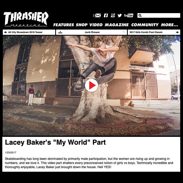 Trasher Mag | Lacey Baker "My World" - Meow Skateboards