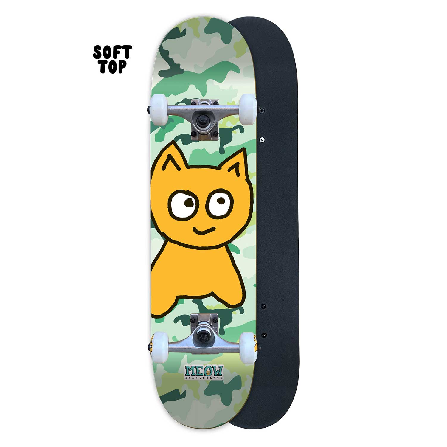 Big Cat [Camo Green] Complete - 7.25" SOFT TOP - Meow Skateboards
