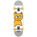 Skateboard with a cartoon cat design on a white background