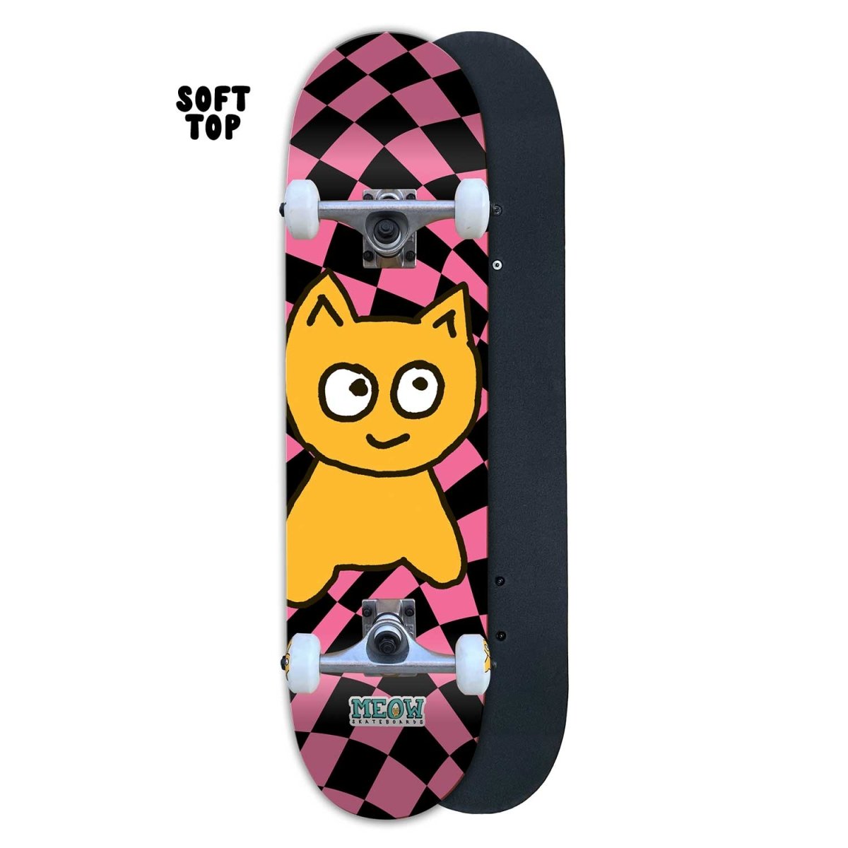 Big Cat Checker Twist [Pink] Complete - 6.50" SOFT TOP - Meow Skateboards
