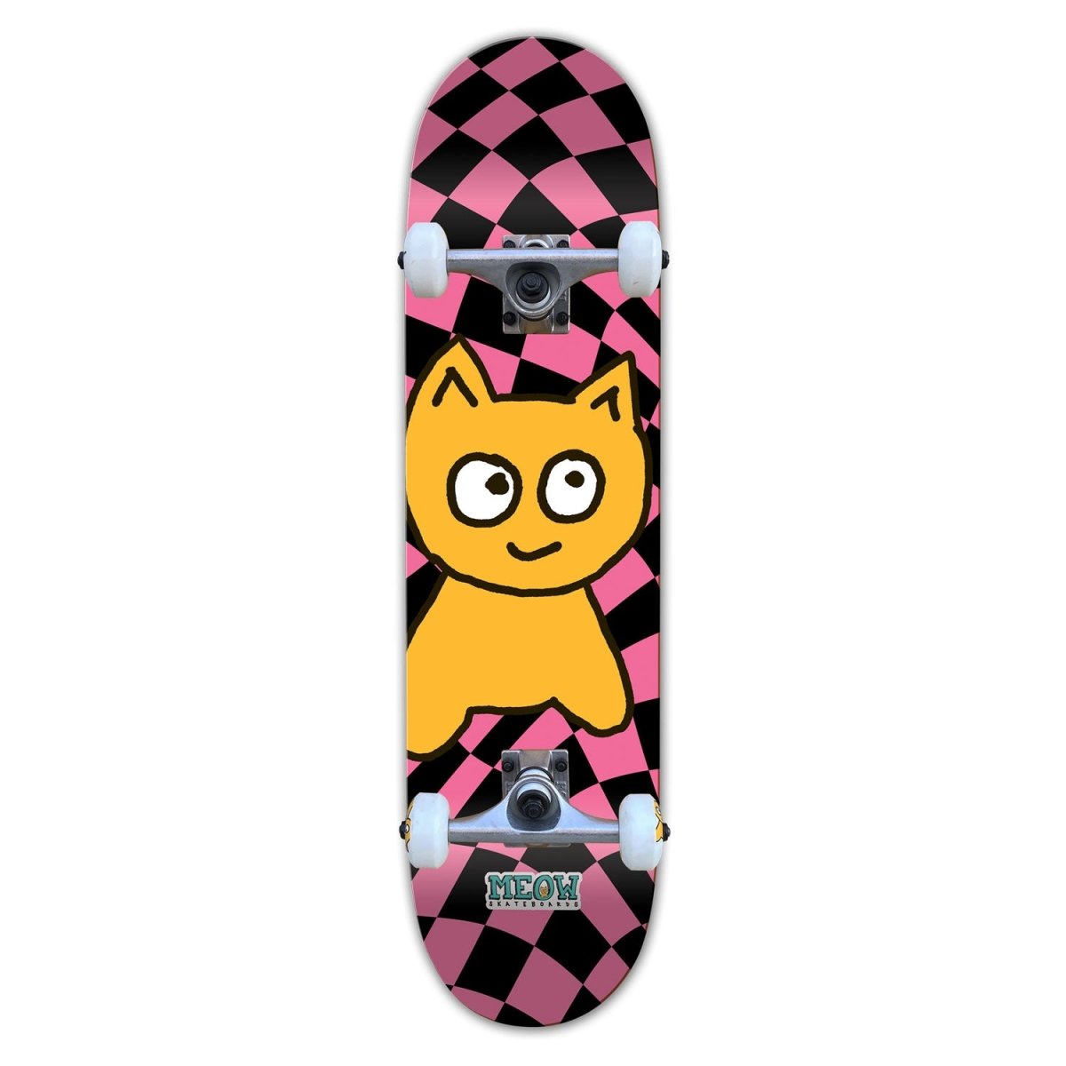 Big Cat Checker Twist [Pink] Complete - 6.50" Mini - Meow Skateboards