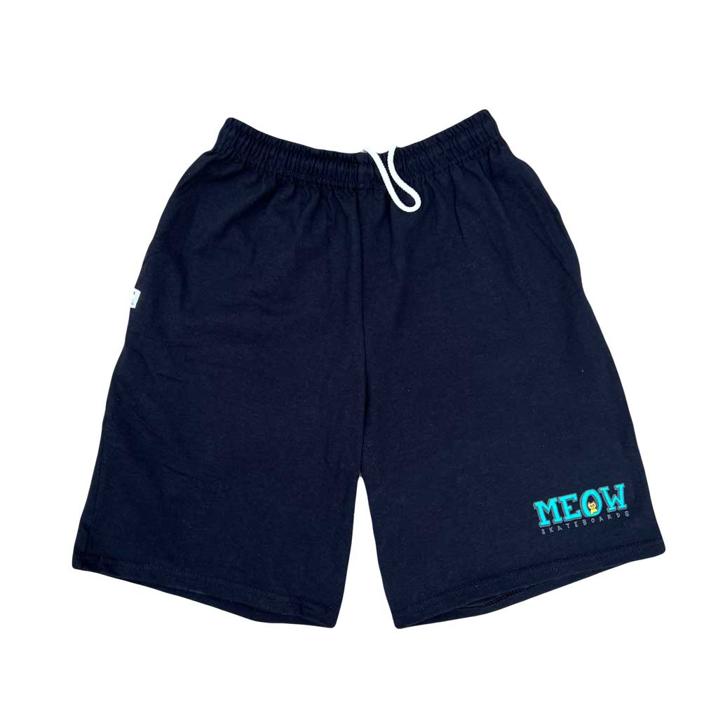 Meow x Russell Bar Logo Shorts [Black] - Meow Skateboards