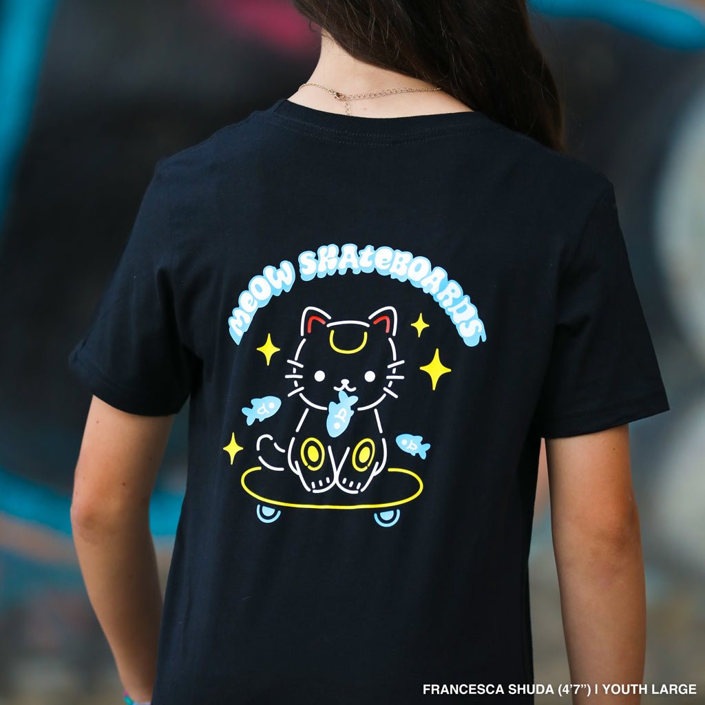 YOUTH | Tuna Cat Tee [Black] - Meow Skateboards