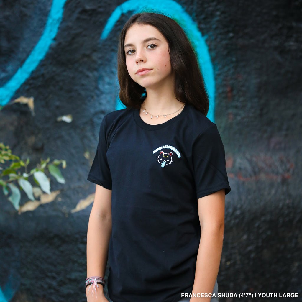 YOUTH | Tuna Cat Tee [Black] - Meow Skateboards