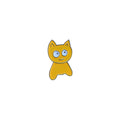 Small yellow cat-shaped pin on a white background