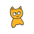 Yellow cartoon cat sticker on a white background