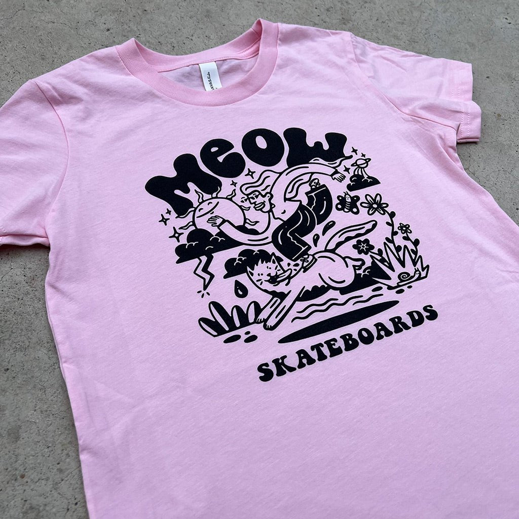 YOUTH | Heddy Tee [Pink] - Meow Skateboards